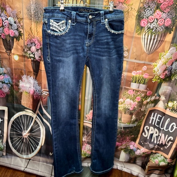 Grace in LA Denim - Grace  in LA Women's Dark Blue Boot cut Jeans